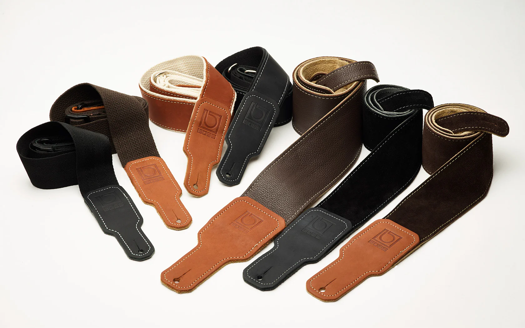 BOSS BSS-25-BRN 2.5" Brown Suede Guitar Strap - Image 3