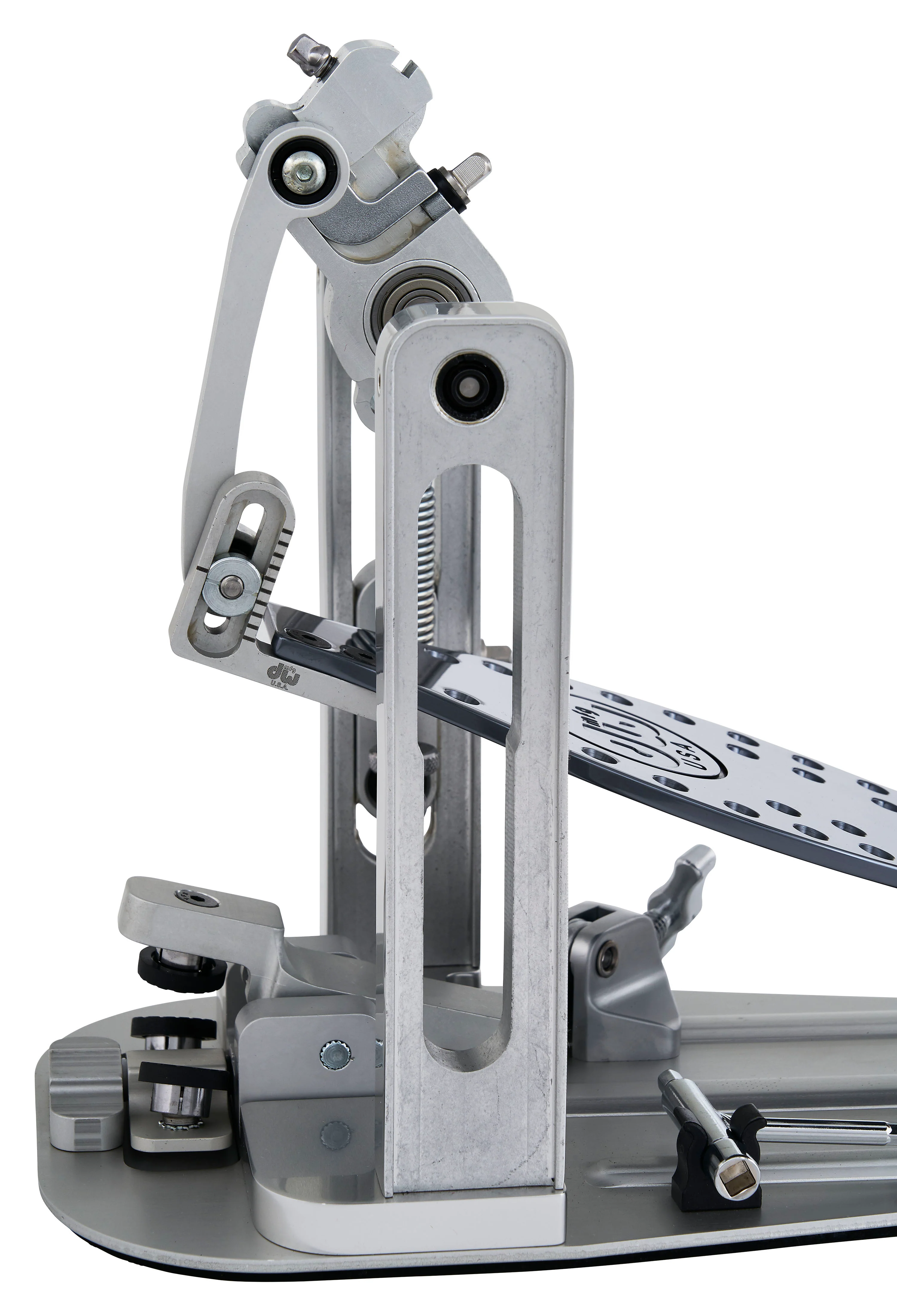 DW Drums MFG Series Machined Direct Drive Double Bass Drum Pedal with Extended Footboard, Polished Aluminum - Image 2