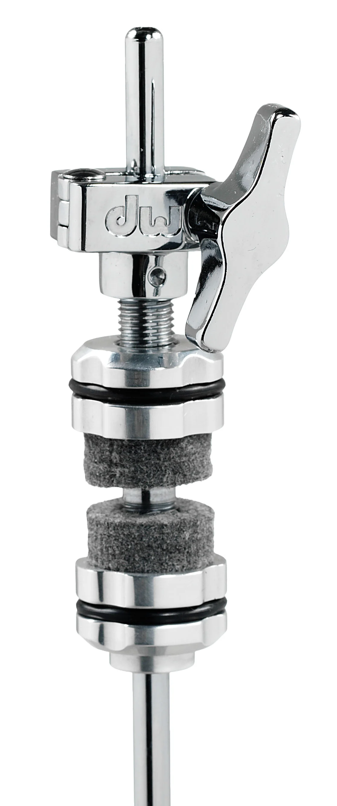 DW Drums MFG Series Machined Direct Drive 2-Legged Hi-Hat Stand with Extended Footboard, Polished Aluminum - Image 2