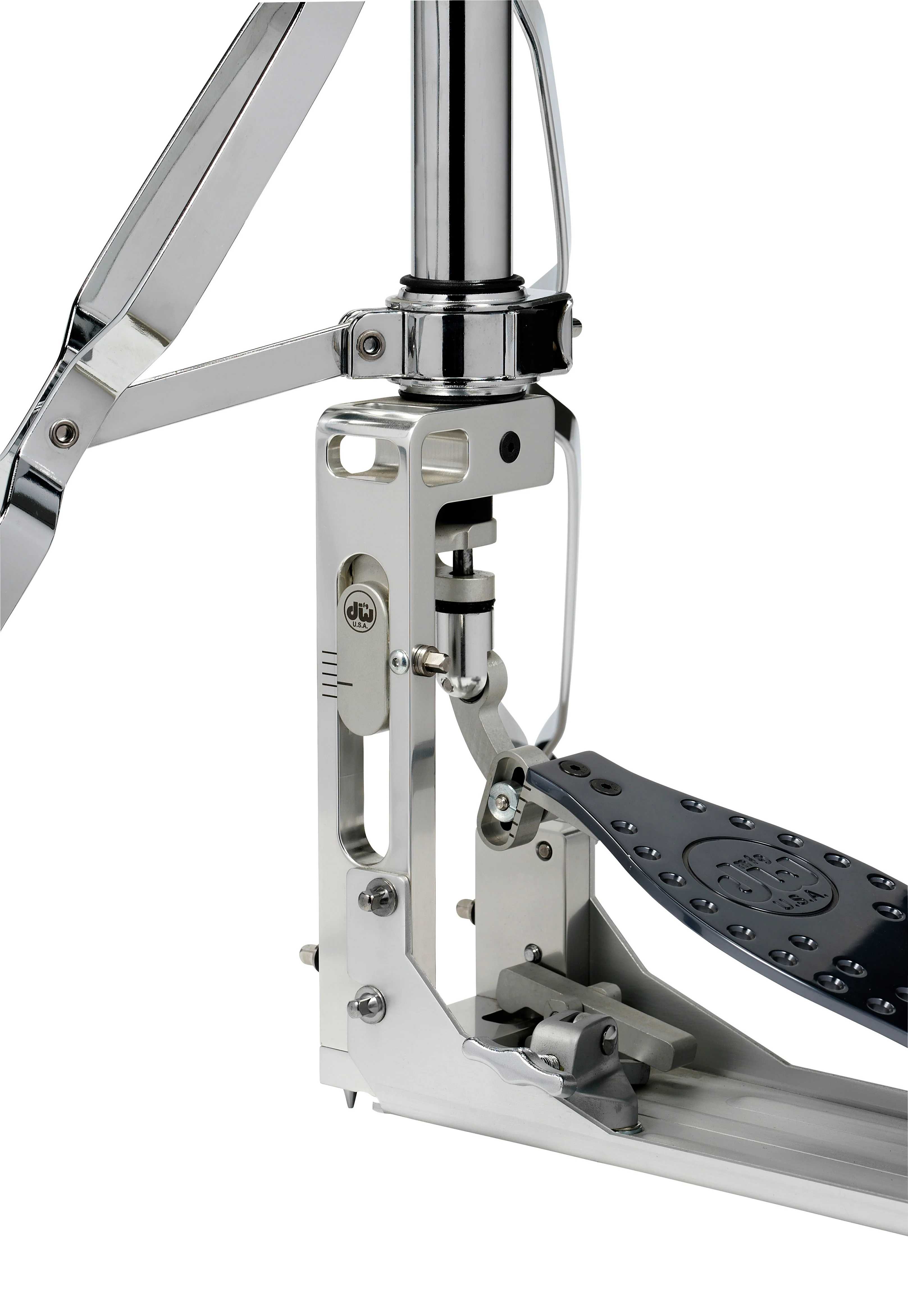 DW Drums MFG Series Machined Direct Drive 2-Legged Hi-Hat Stand with Extended Footboard, Polished Aluminum - Image 5